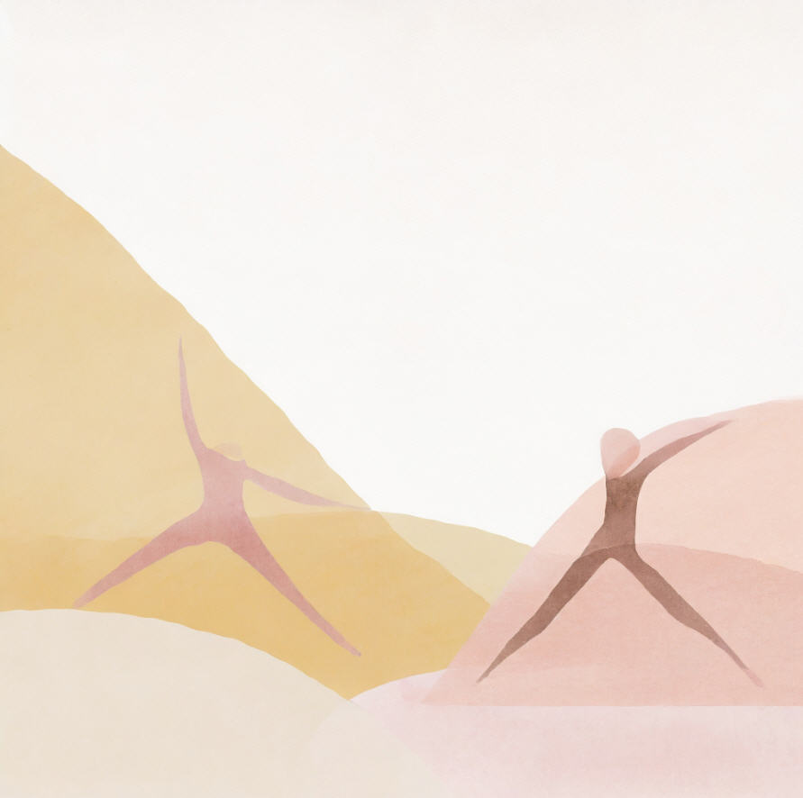 soft painting of two figures in nature