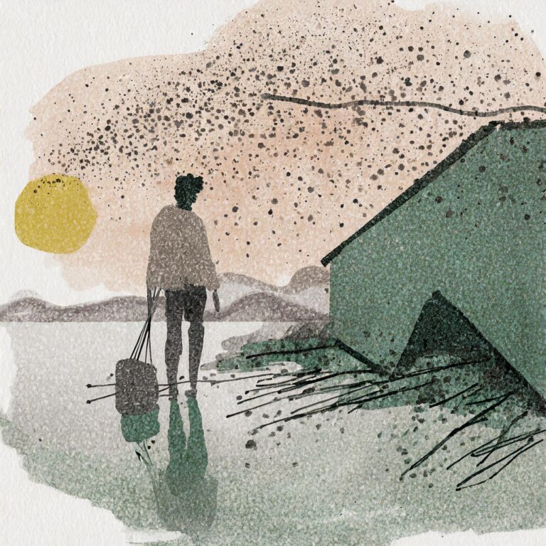 watercolor of flooding in community mental health support