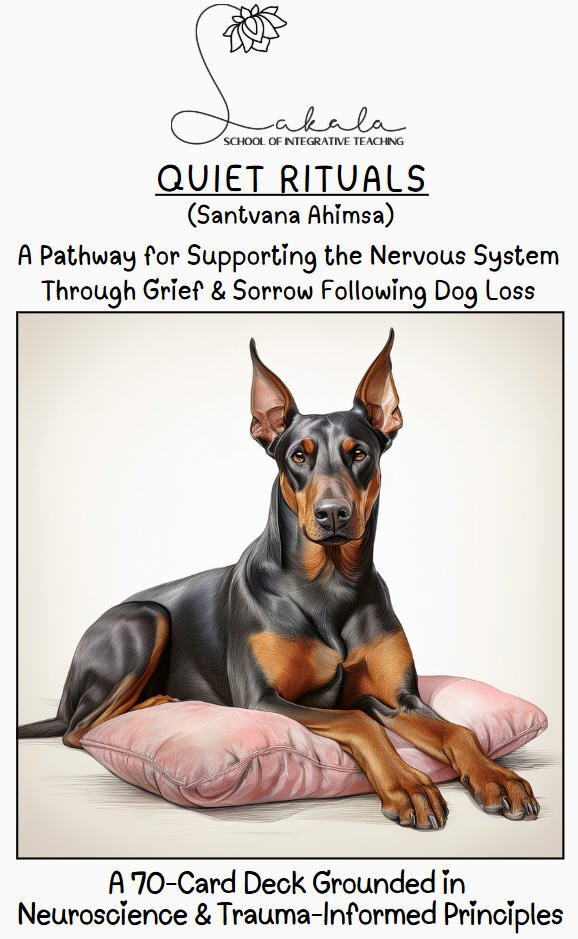 Front cover of dog loss card deck, featuring a dog
