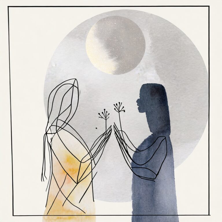 watercolor figures with soft movement